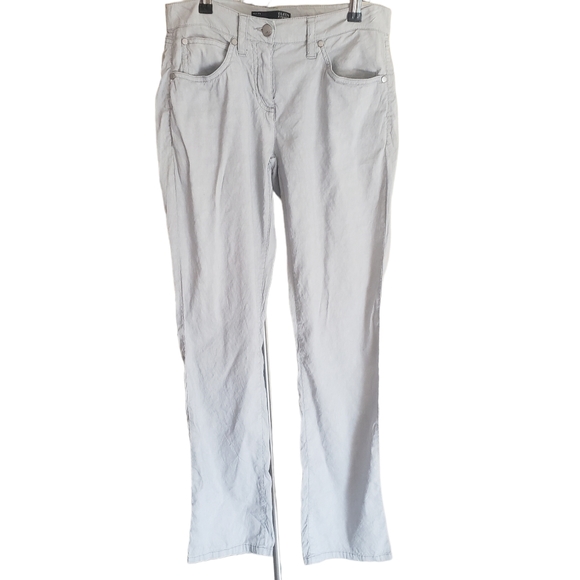 EILEEN FISHER WOMEN'S 4 PETITE LIGHTWEIGHT LINEN BLEND GRAY PANTS - Picture 2 of 6